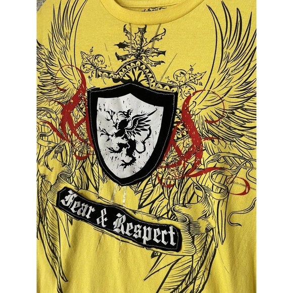 Urban Label Yellow Graphic T Shirt Fear & Respect Mens 2XL - Picture 2 of 6
